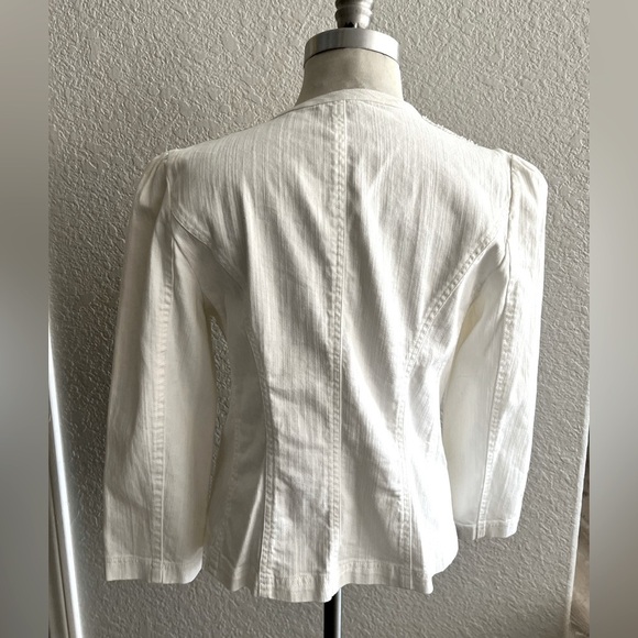 Chaps off White denim Jacket Cardigan w lace detailing women’s size large - Picture 3 of 4